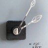 Зеркальные стрелки  "Листик" (80/90) серебро + МЕХАНИЗМ YOUNG TOWN шток 22 мм