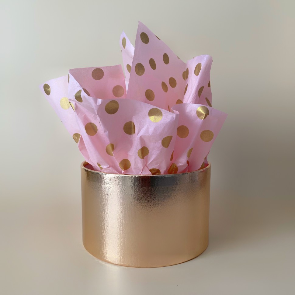 Упаковочная бумага тишью "Золотой горох на розовом", набор (5 шт)