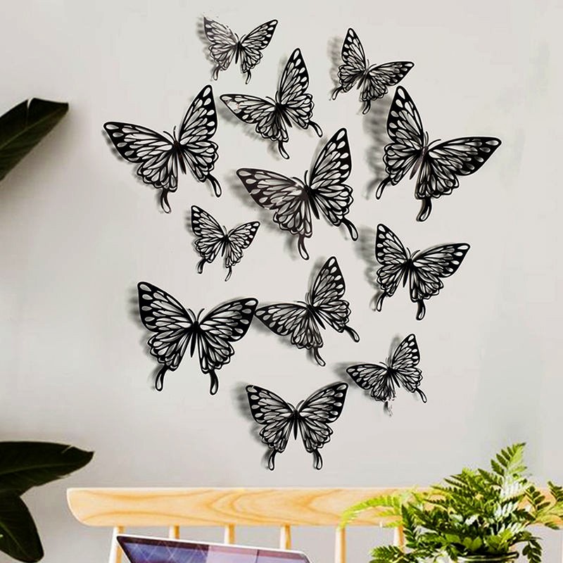 Декор "Бабочки резные", черные (набор 12 шт)