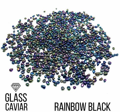 Стеклянная крошка Glass Caviar, Rainbow Black, 250гр