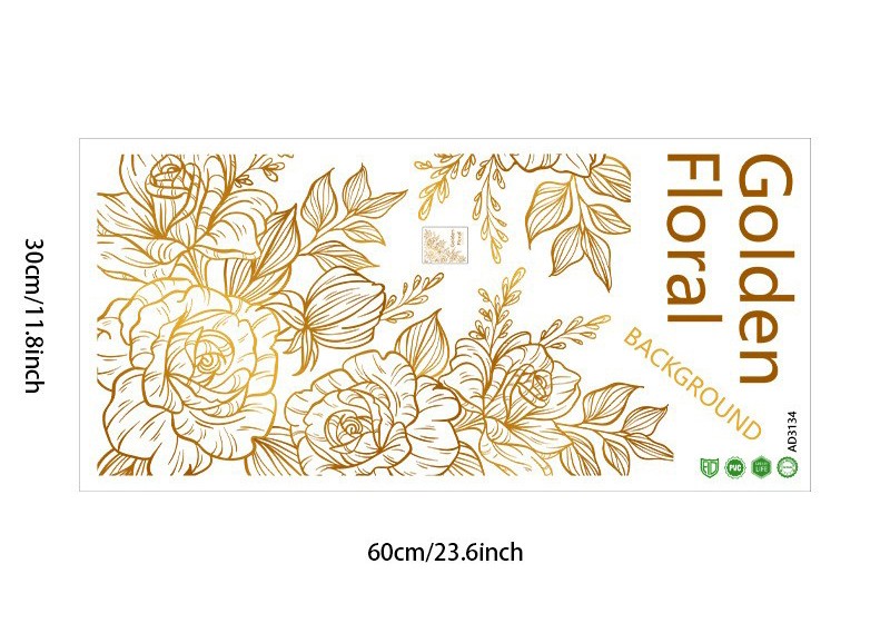 Декоративная наклейка "Золотые цветы", 60*30 см